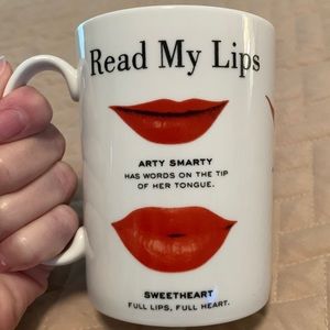 Kate Spade Lenox snap happy Read my Lips coffee tea mug